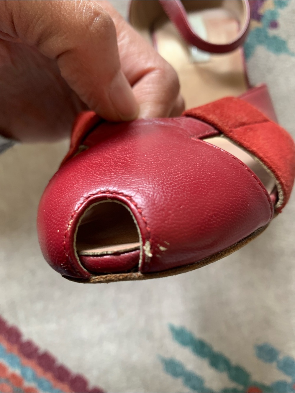 C Label Red Open-Toe Ankle Strap Heels - Picture 6 of 6
